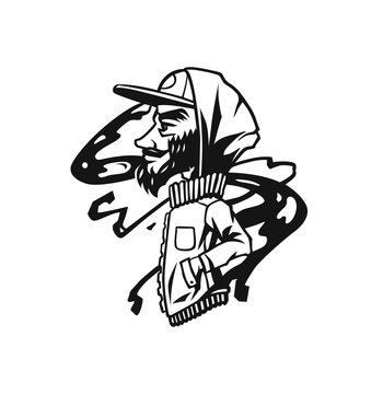 recommend clip art: Bearded man - Hipster heads with beards, Hand drawn cartoon character t shirt design.