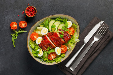 Chicken meat and vegetables salad.