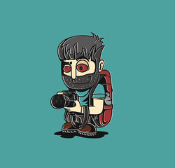 Cartoon vector illustration of a Photographer or reporter profession concept.