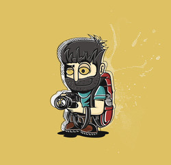 Cartoon vector illustration of a Photographer or reporter profession concept.