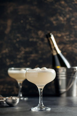 Alcoholic cocktail champagne with ice cream