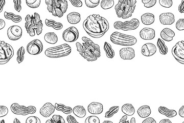 Nuts Seamless vector pattern.