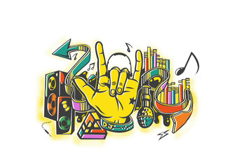 Musical instruments background.