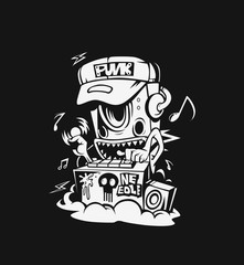 Robot party concept design for t-shirt print