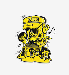 Robot party concept design for t-shirt print