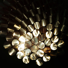 abstract background of glowing bokeh metal pipe.cocktail straws