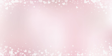 Fototapeta na wymiar White heart love confettis. Valentine's day vignet
