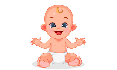 Vector illustration of cute baby with different expressions 4