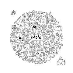 India, icons collection. Sketch for your design