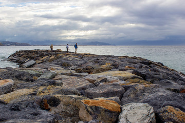 Stone beach in Almunecar, Andalusia, Spain