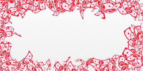 British pound notes falling. Messy GBP bills on tr