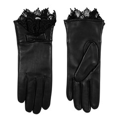 pair of leather female gloves isolated on white