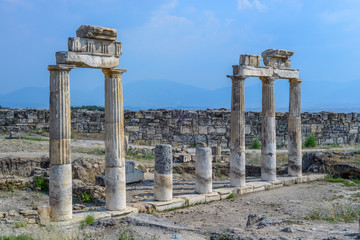 Pamukkale and Apollon temple in Denizli Turkey touristic destination