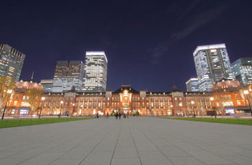 Tokyo train station night cityscape Tokyo Japan