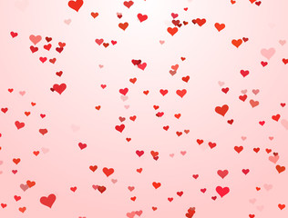 red hearts particle on pink background