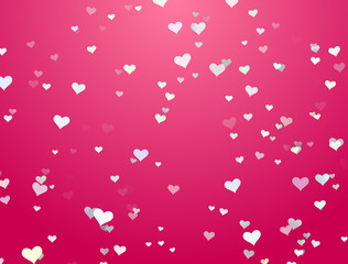 white hearts particles on pink background