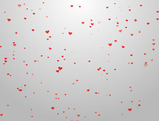 red hearts particles on white background