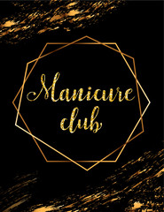Manicure club vector poster with gold headline