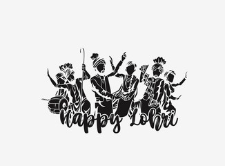 Happy Lohri holiday festival of Punjab India, vector illustration.