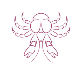 Coconut crab outline. Isolated crab on white background