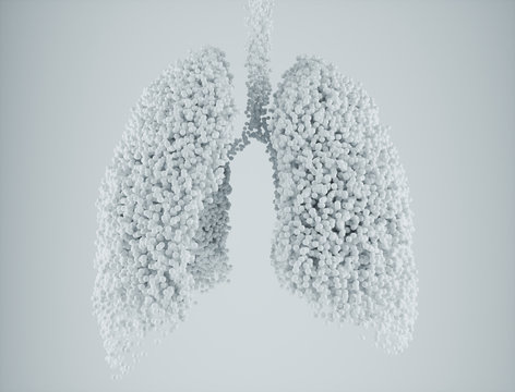 Nanoparticles in the lungs on white background - 3D Rendering