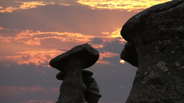 Old women rocks (Babele) in Bucegi mountains Romania at sunset