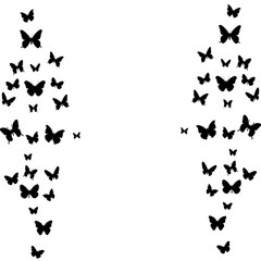 Vektor, isoliert, Hintergrund, mit einer Silhouette eines fliegenden Schmetterlings