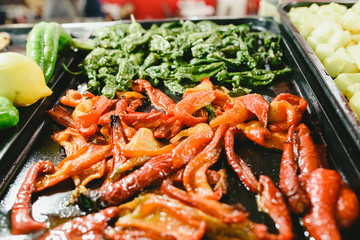 Fried green peppers, typical mediterranean dish.