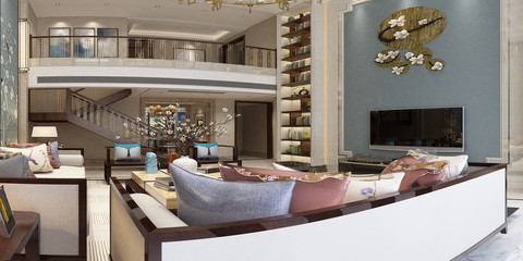 3d render house interior living room