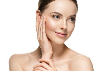 Healthy skin woman beauty face closeup female cosmetic portrait