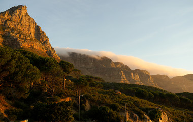 Fototapeta na wymiar Road in Cape Town to Chapmans's Peak at Sunrise