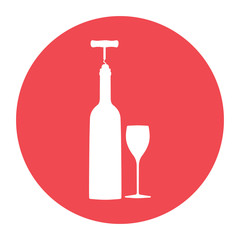 vector icons related to wine including wine bottle, wine glass, corkscrew.