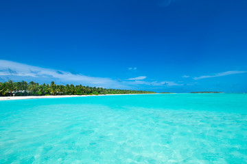 Obraz na płótnie Canvas tropical Maldives island with white sandy beach and sea