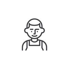 Man mechanic avatar line icon. linear style sign for mobile concept and web design. Male mechanic worker outline vector icon. Symbol, logo illustration. Pixel perfect vector graphics