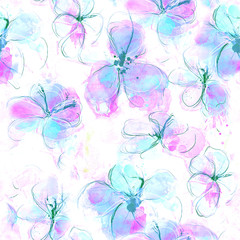 Watercolor floral pattern,seamless.