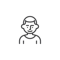 Young man avatar character line icon. linear style sign for mobile concept and web design. Happy man portrait outline vector icon. Symbol, logo illustration. Pixel perfect vector graphics
