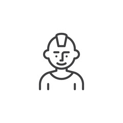 Man with mohawk hairstyle line icon. linear style sign for mobile concept and web design. Man avatar character outline vector icon. Symbol, logo illustration. Pixel perfect vector graphics