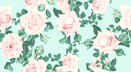 Wedding Invitation, Roses Seamless Pattern.