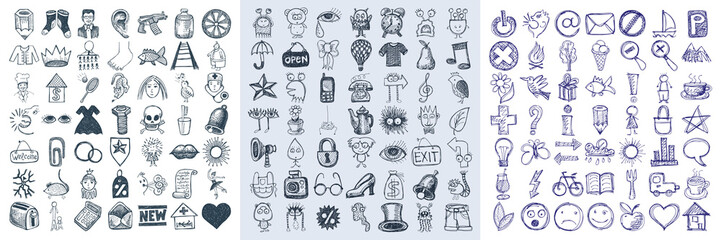set of 147 hand draw web doodle icon
