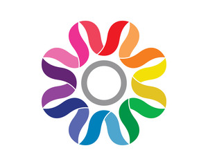 Flower rainbow technology logo