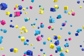 Abstract 3d rendering of cube particles