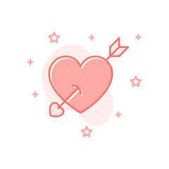 Heart with arrow flat design love vector concept
