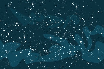 Cartoon space background with bright stars. Night starry sky vector illustration © Andrew