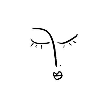 recommend clip art: Simple hand drawn black and white trendy line portrait art
