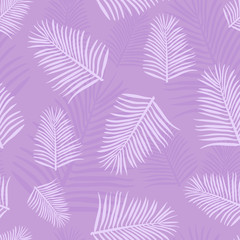 Seamless pattern with abstract palm leaves in lilac colors
