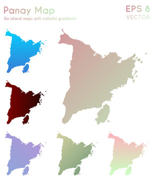 Map of Panay with beautiful gradients. Attractive set of Panay maps. Lively vector illustration.