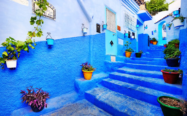 Fototapeta na wymiar Traditional moroccan architectural details in Chefchaouen, Morocco, Africa