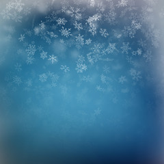 Light blue abstract Christmas background with white snowflakes. EPS 10