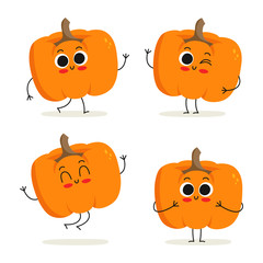 Pumpkin. Cute vegetable character set isolated on white