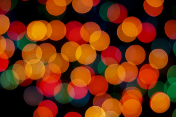 Abstract colorful defocused circular facula. Bokeh blurred color light can use background. new year bokeh defocus